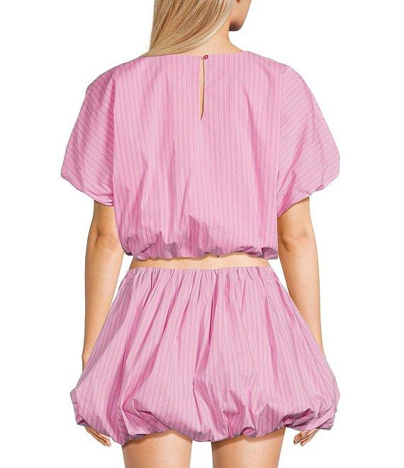 GB Woven Stripe Poplin Puff Coordinating Blouse Product Image