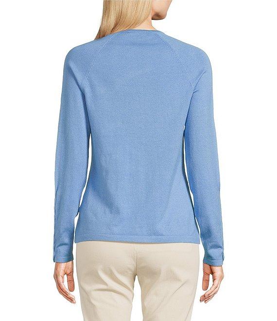 J.McLaughlin Jamey Crew Neck Button Trim Raglan Sleeve Sweater Product Image