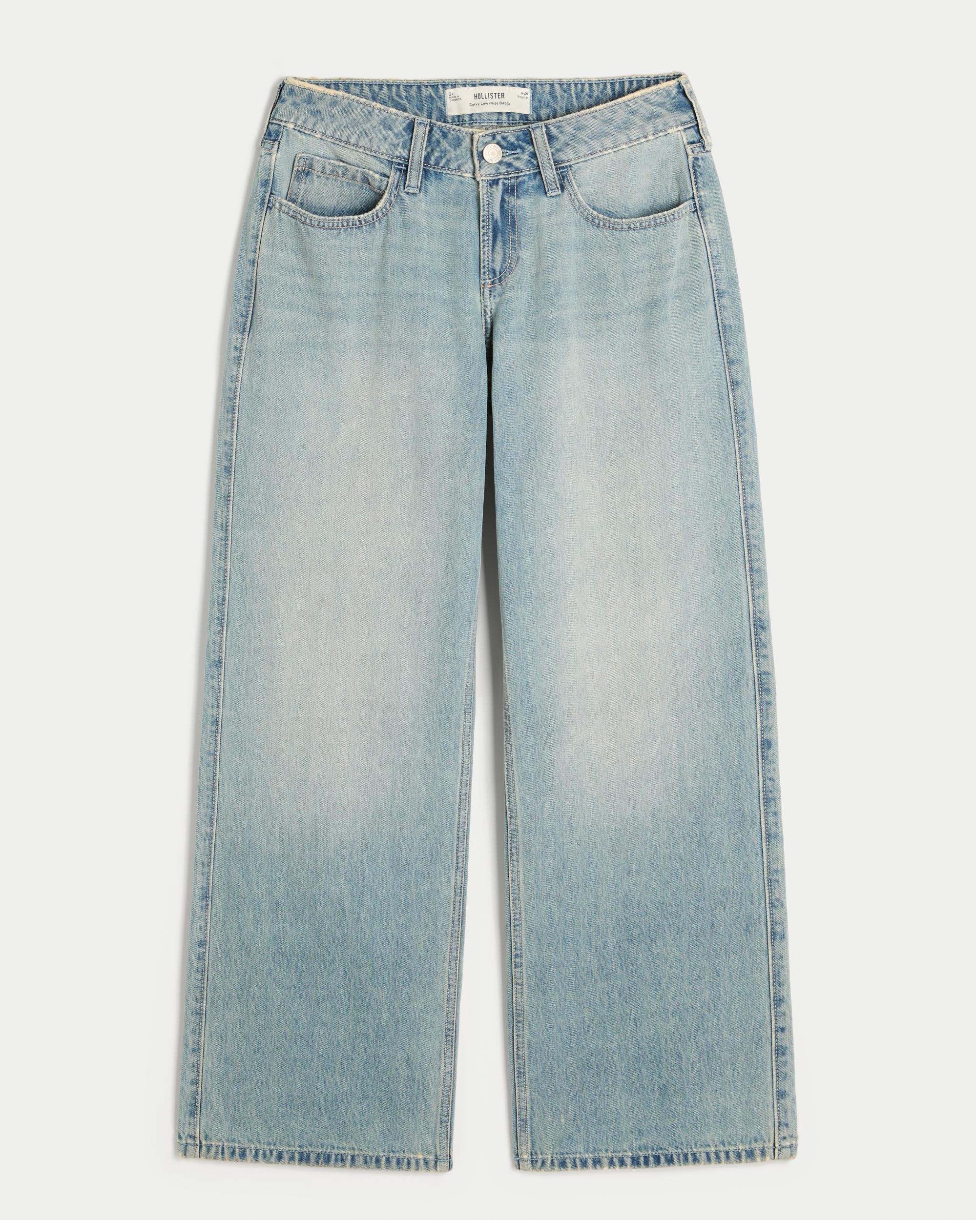 Curvy Low-Rise Light Wash Baggy Jeans Product Image