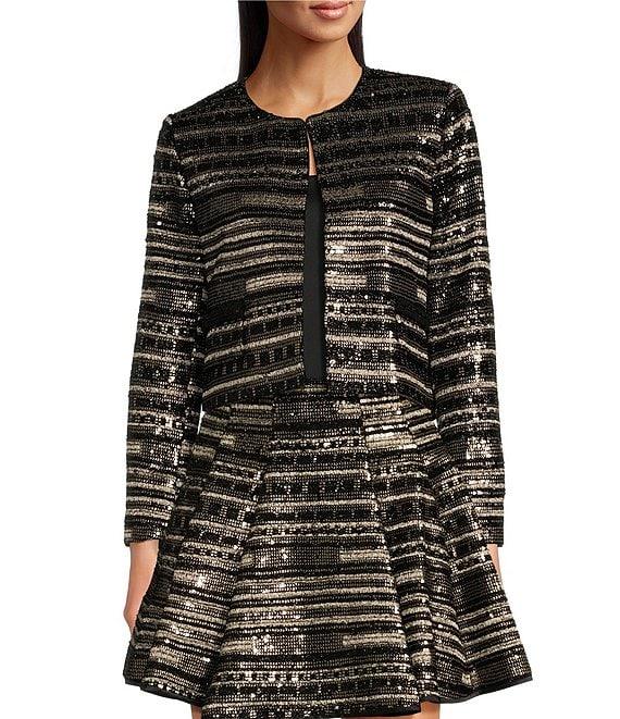 Muse by Marchesa Hazel Metallic Tweed Round Neck Long Sleeve Long Sleeve Mid Length Coordinating Jacket Product Image