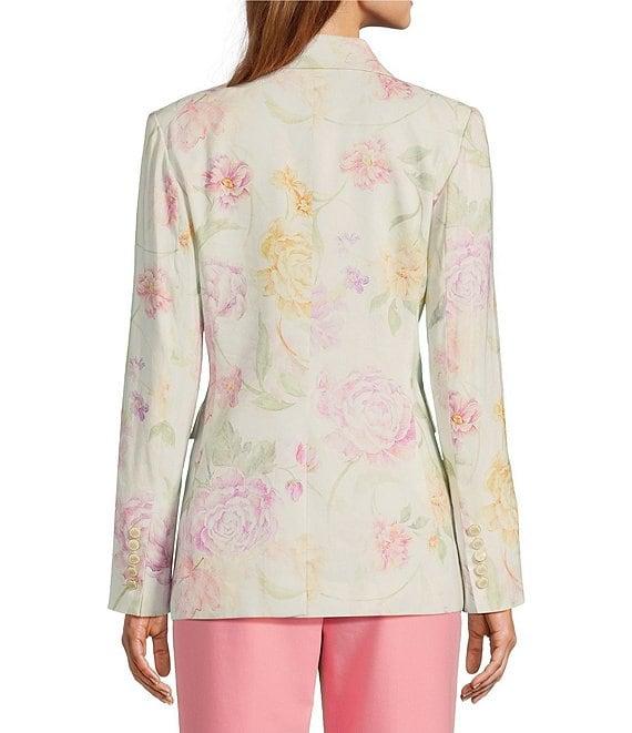 Antonio Melani Aurora Floral Linen Blend Notch Lapel Long Sleeve Jacket Product Image