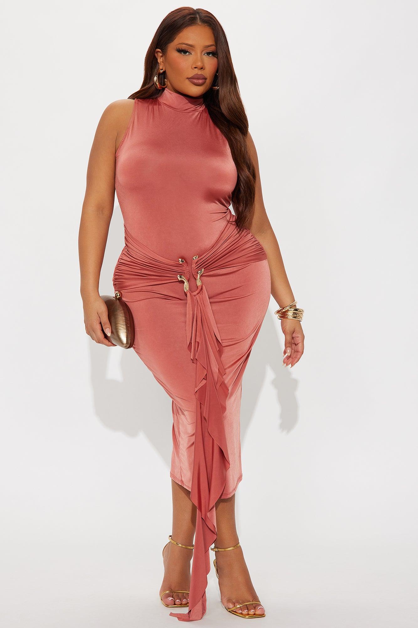 In The Moment Sleeveless Midi Dress - Rust Female Product Image