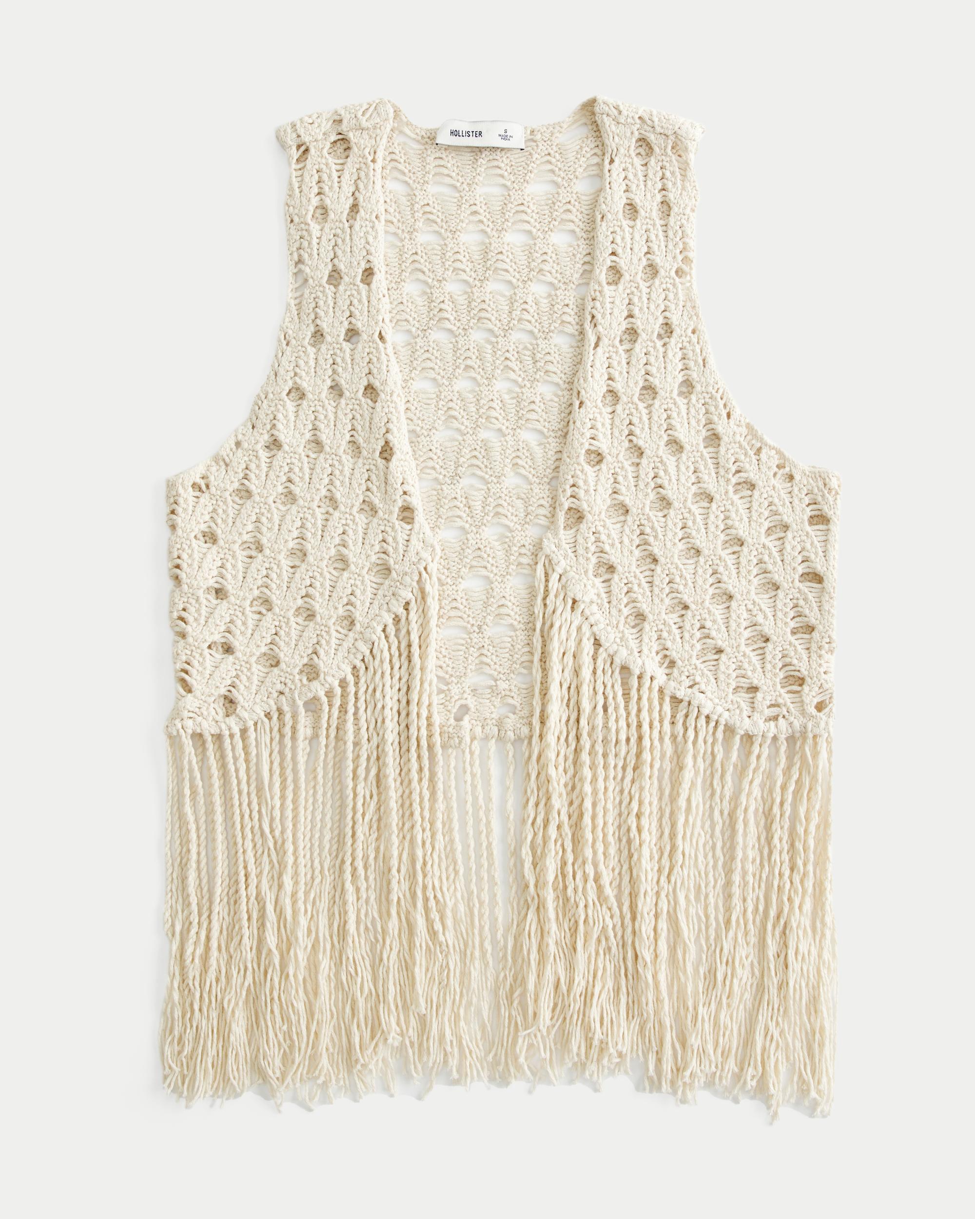 Easy Crochet-Style Fringe Vest Product Image