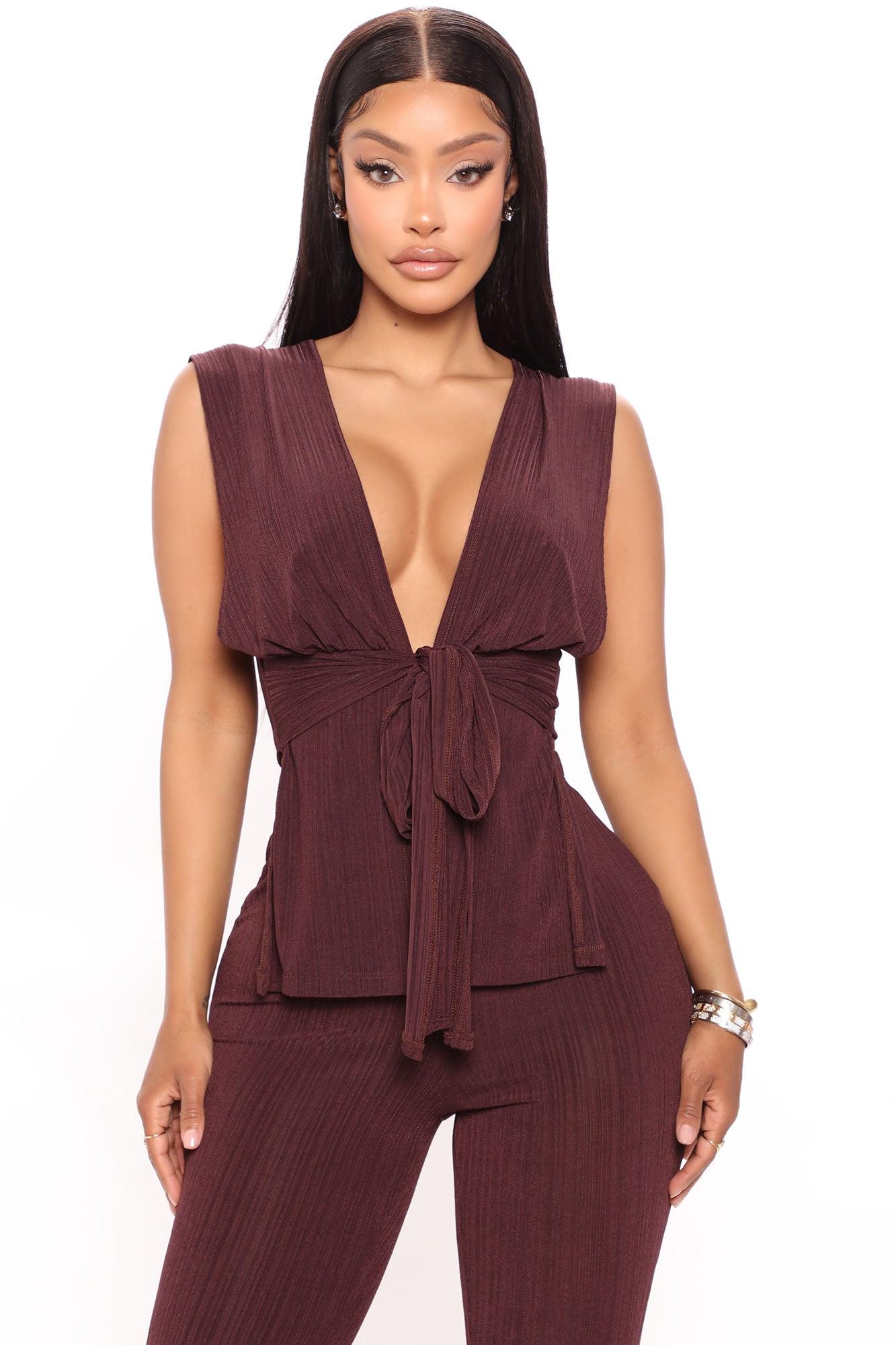 Marceline Ribbed Pant Set 33.5 - Chocolate Product Image