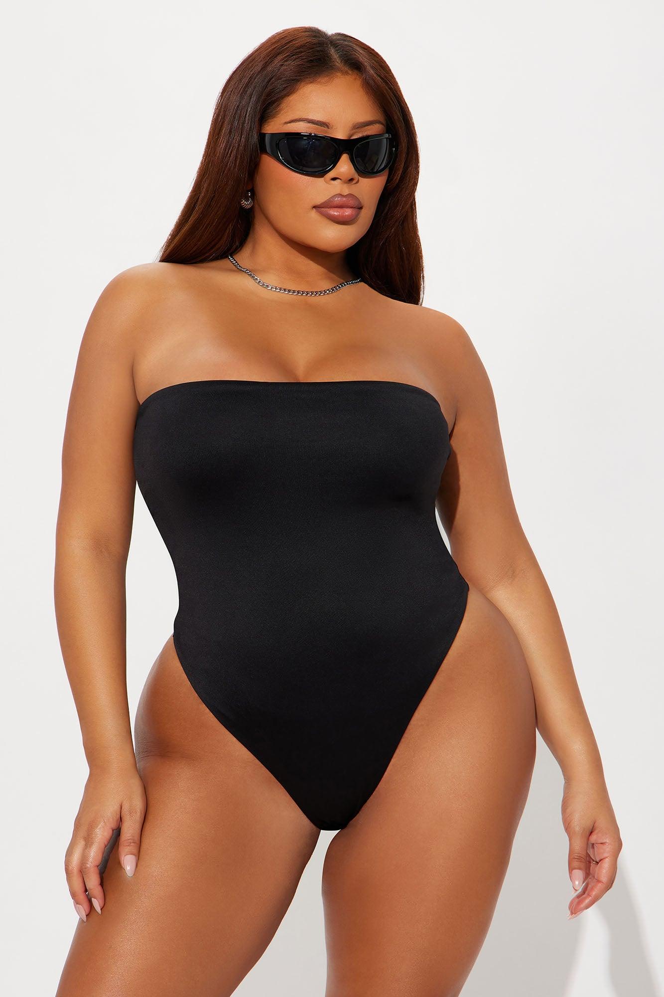 Contour Double Lined Strapless Bodysuit - Black Product Image