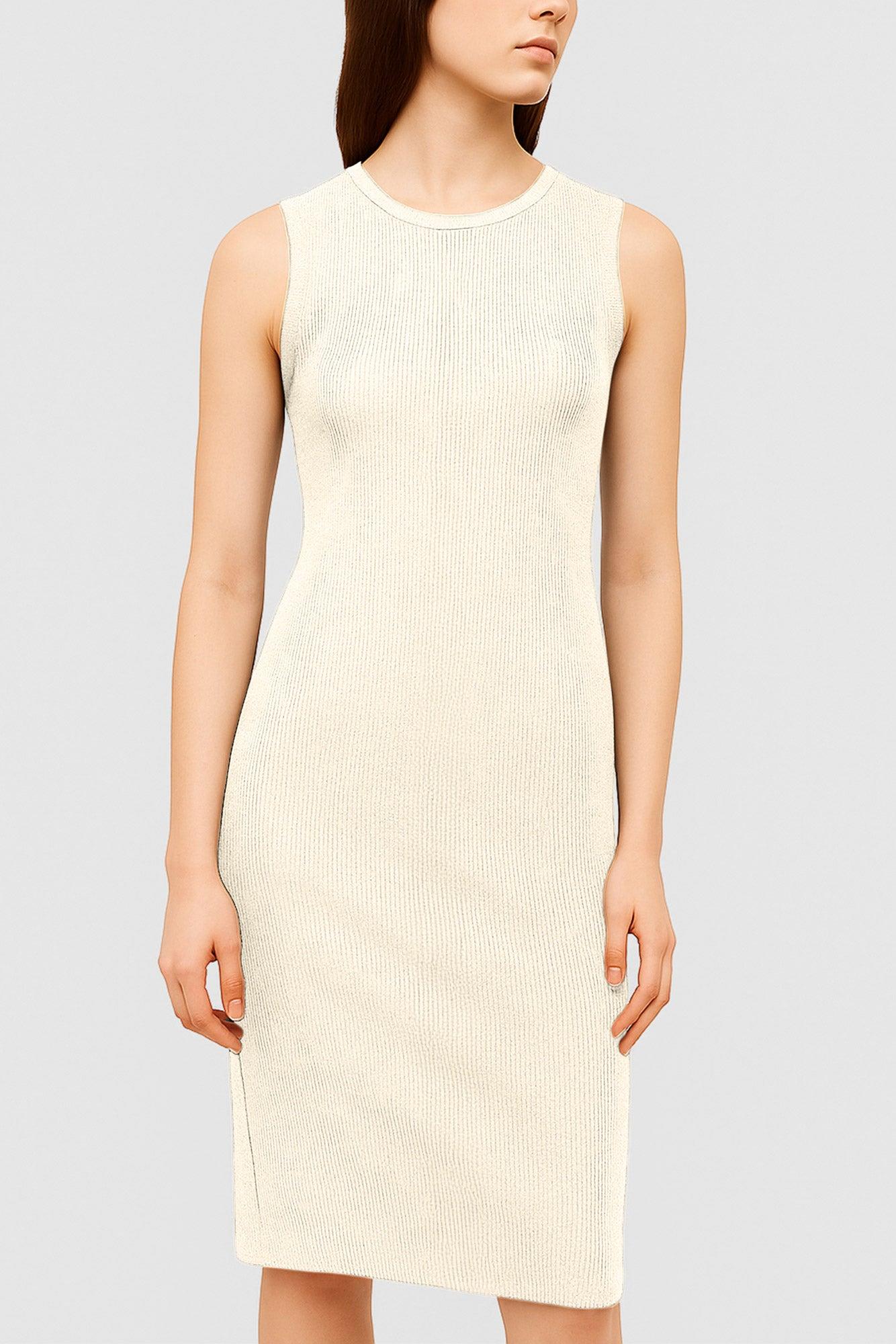 Women's Labs 3D Print-Knit Sleeveless Ribbed Dress - Ivory Product Image