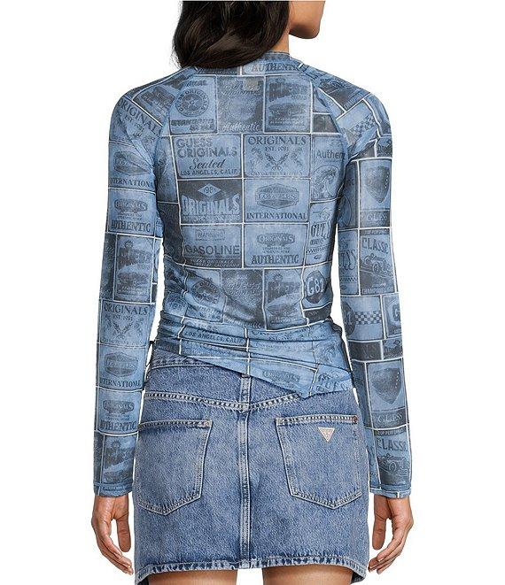 Guess Mixed Media Printed Raglan Sleeve Top Product Image