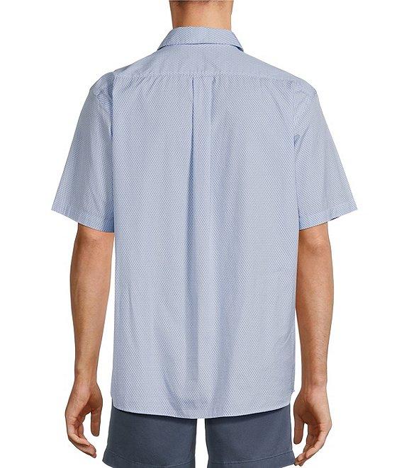 Roundtree & Yorke Short Sleeve Wave Print Poplin Sport Shirt Product Image