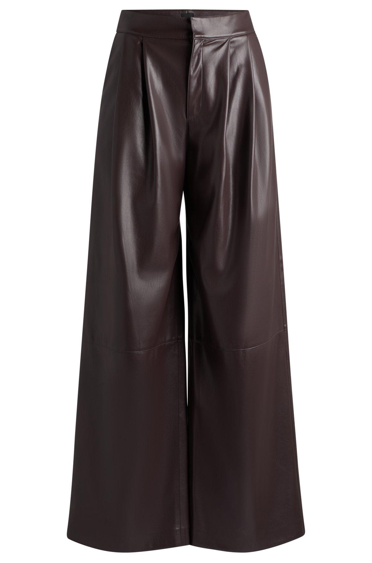 Pleat-front relaxed-fit trousers in faux leather Product Image