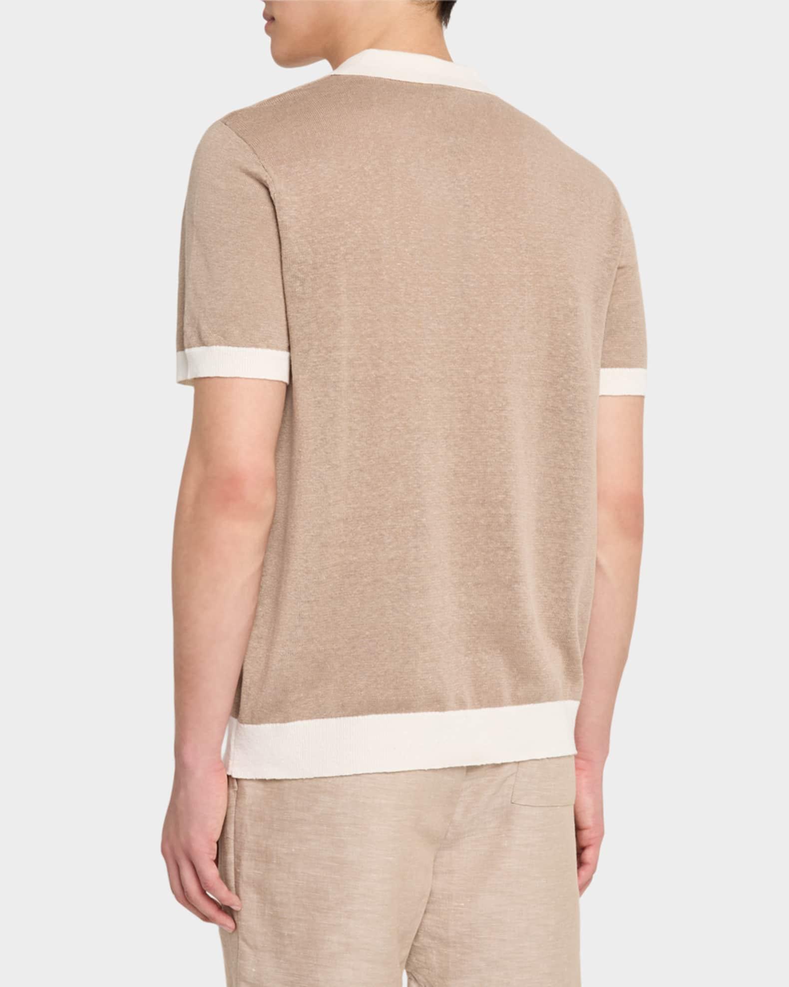 Men's Linen Johnny-Collar Polo Shirt Product Image