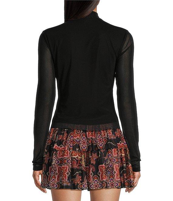 C&V Chelsea & Violet Knit Rosette Mesh Top Product Image