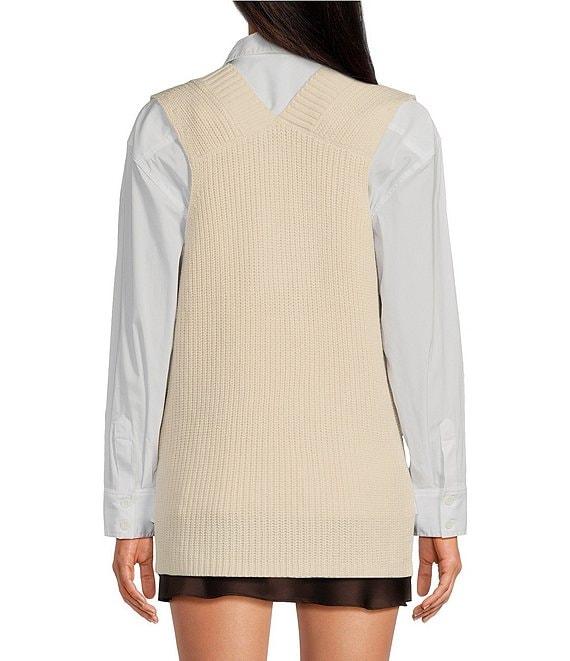 Gianni Bini Carolina Knit V-Neck Sleeveless Oversized Sweater Vest Product Image