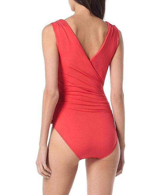 Vince Camuto Solid Surplice V-Neck Front Draping One Piece Swimsuit Product Image