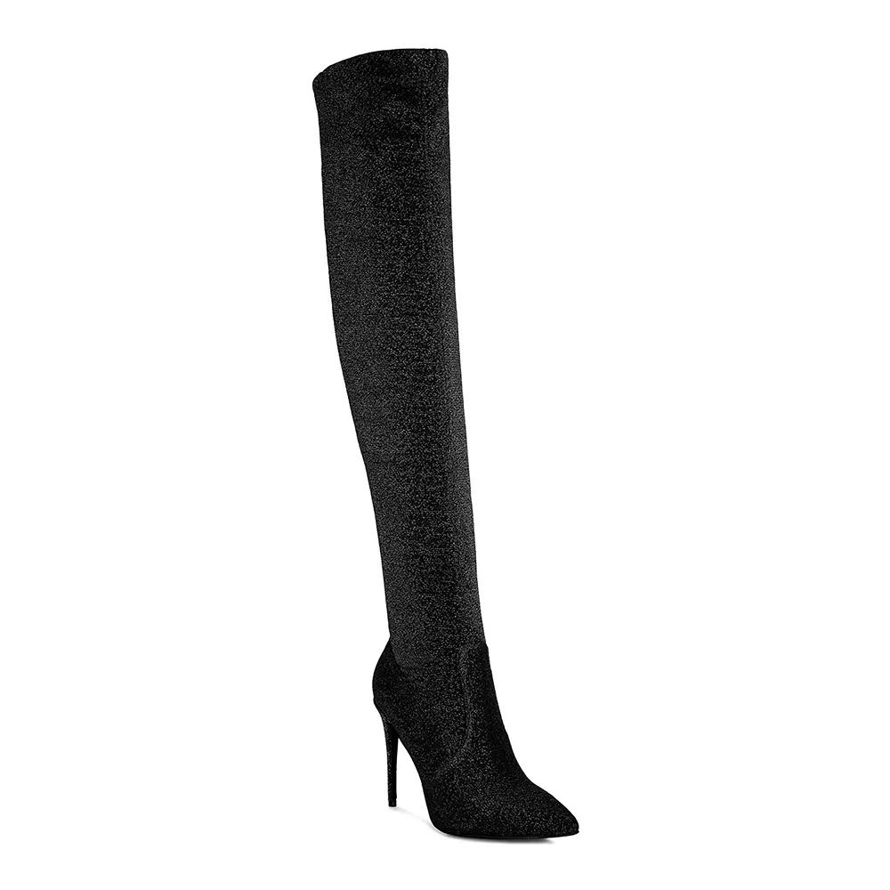 London Rag Tigerlily Women's High Heel Over-The-Knee Boots, Size: 6, Black Product Image