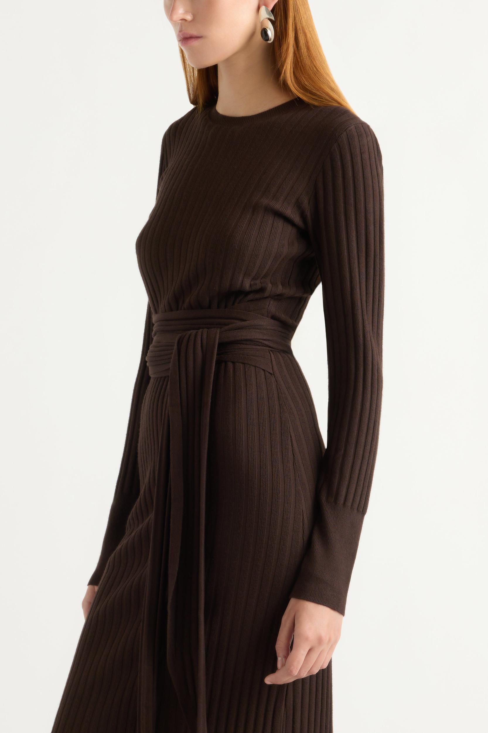 Carmen Tie-Front Ribbed Dress Product Image