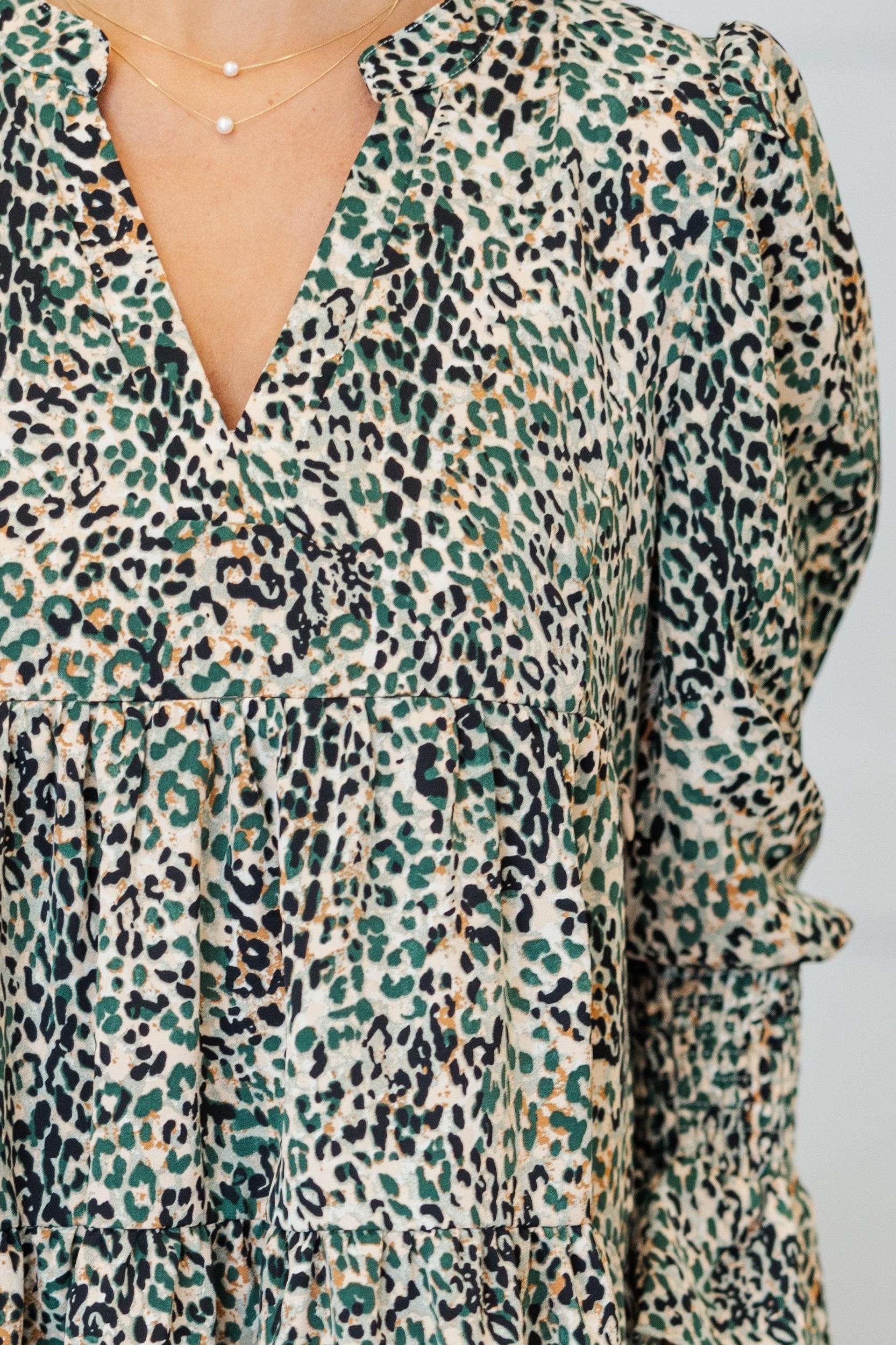 NURSING COLLECTION: In Your Happy Place Olive Green Leopard Dress Female Product Image