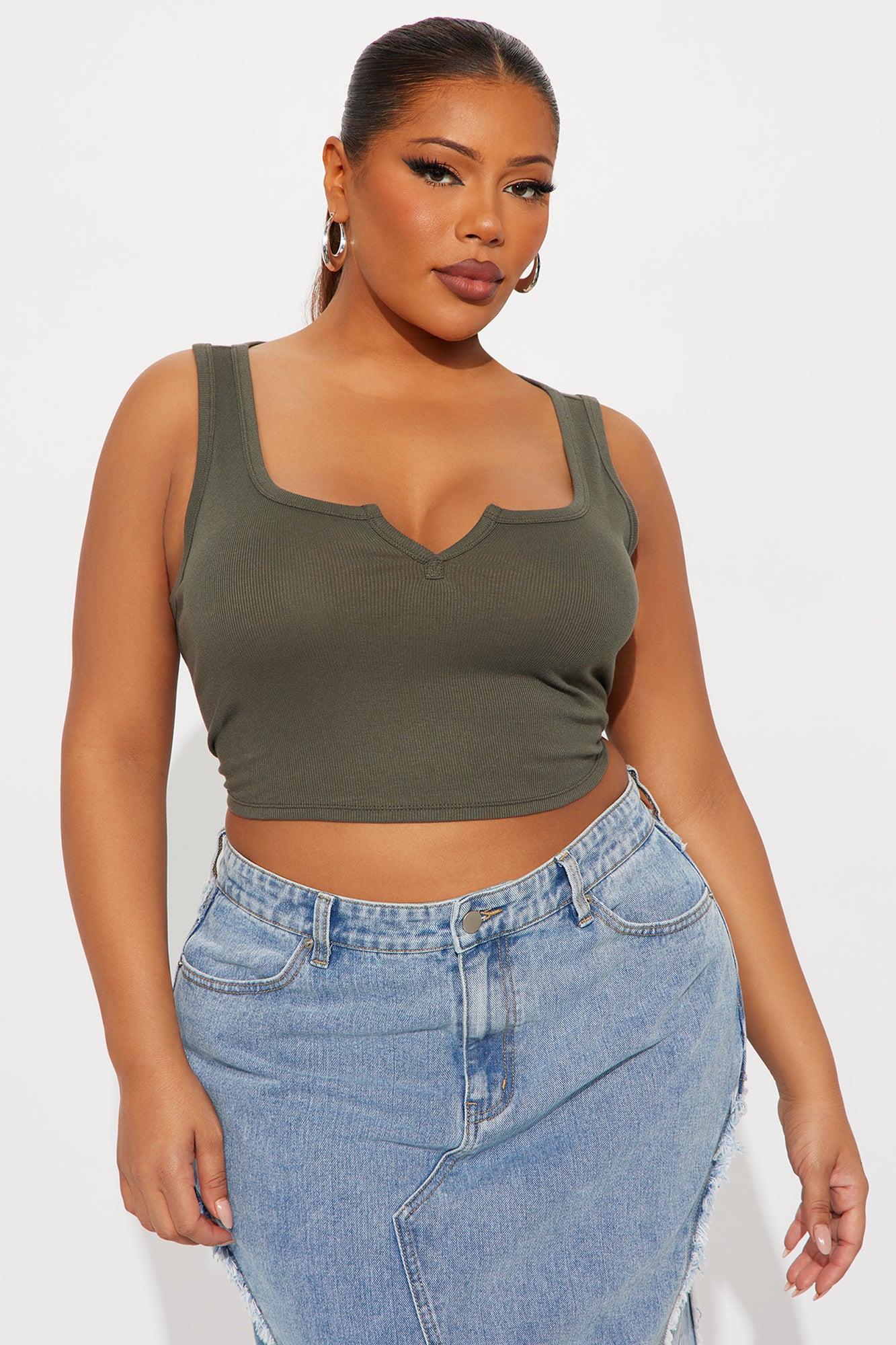 Leah Ribbed Tank Top - Olive Female Product Image