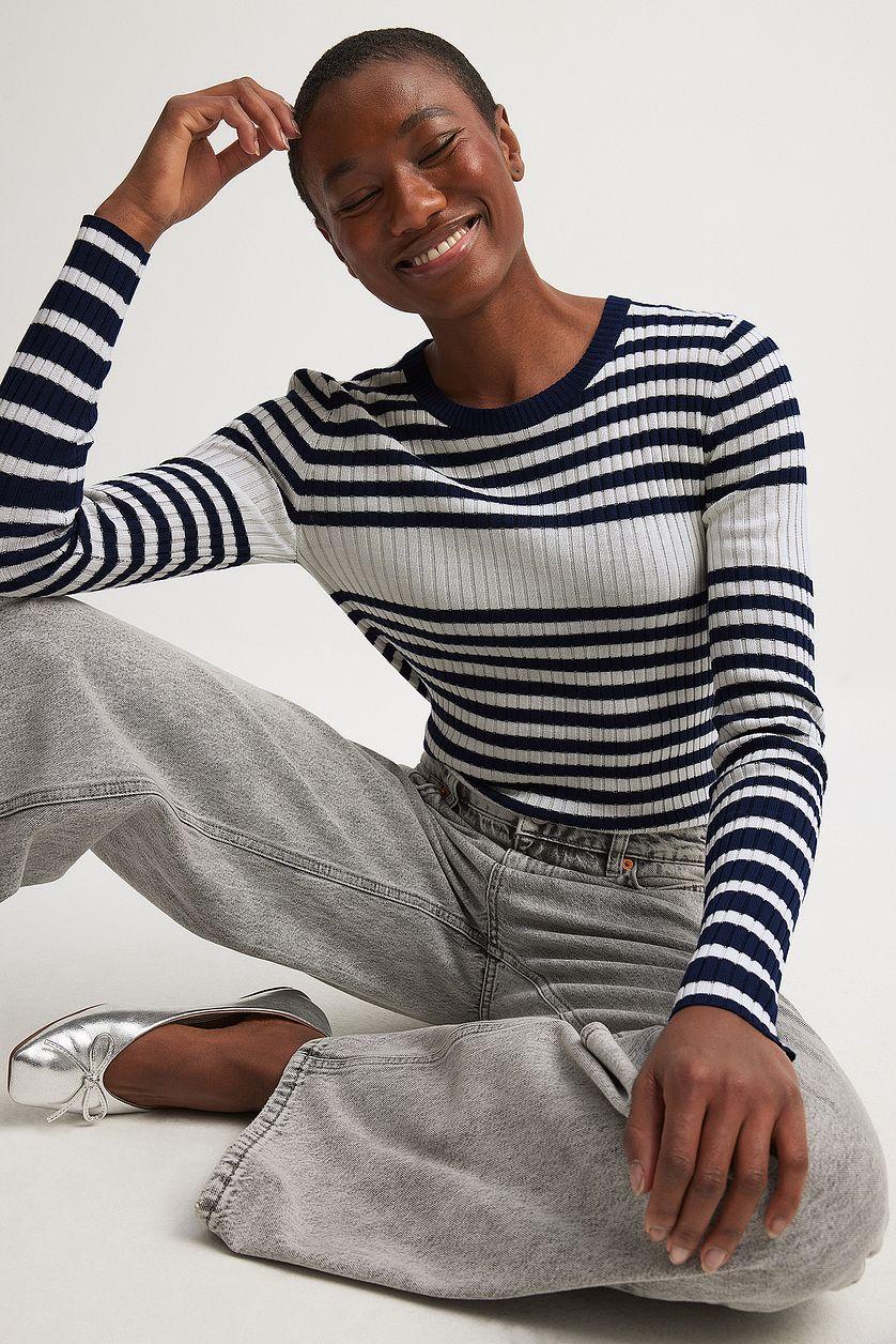 Fine Knitted Striped Sweater Product Image