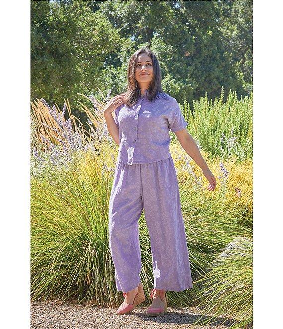 Bryn Walker Jacquard Cotton Floral Wide Leg Pocketed Pull-On Cropped Coordinating Pants Product Image