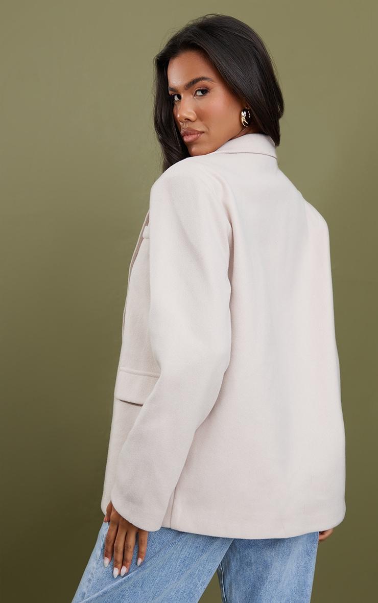 Stone Wool Blend Double Breasted Blazer Product Image