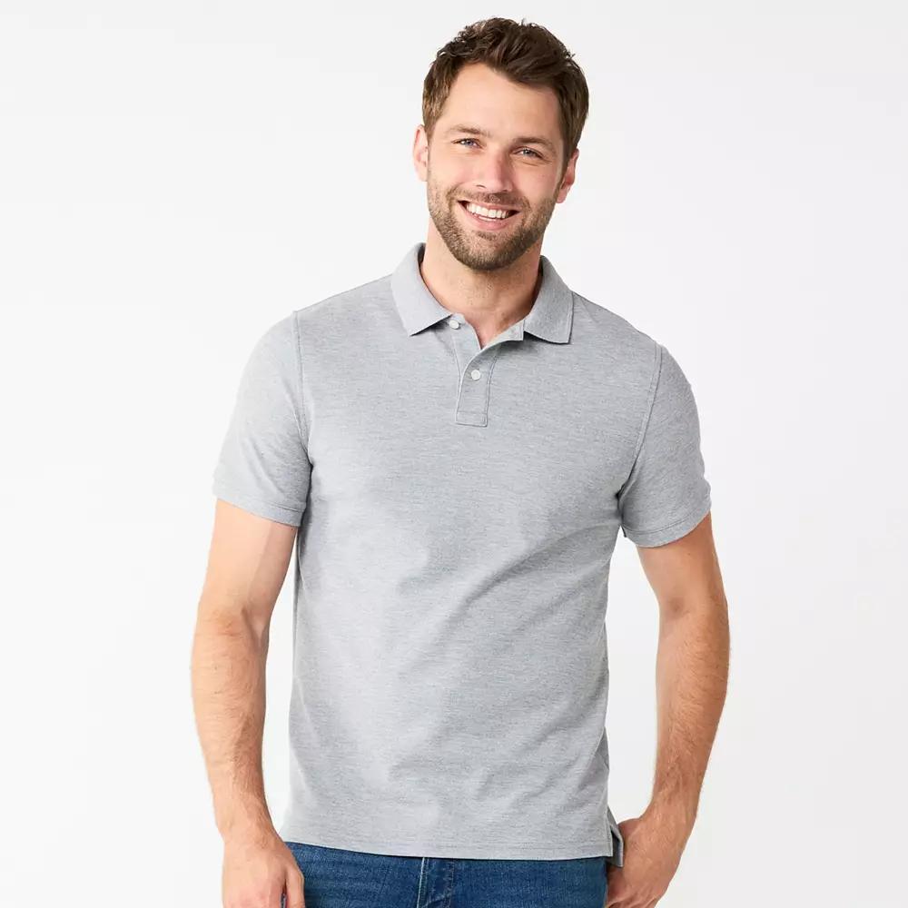 Men's Sonoma Goods For Life® Short Sleeve Relaxed Fit Pique Polo, Size: Small, Medium Mineral Product Image
