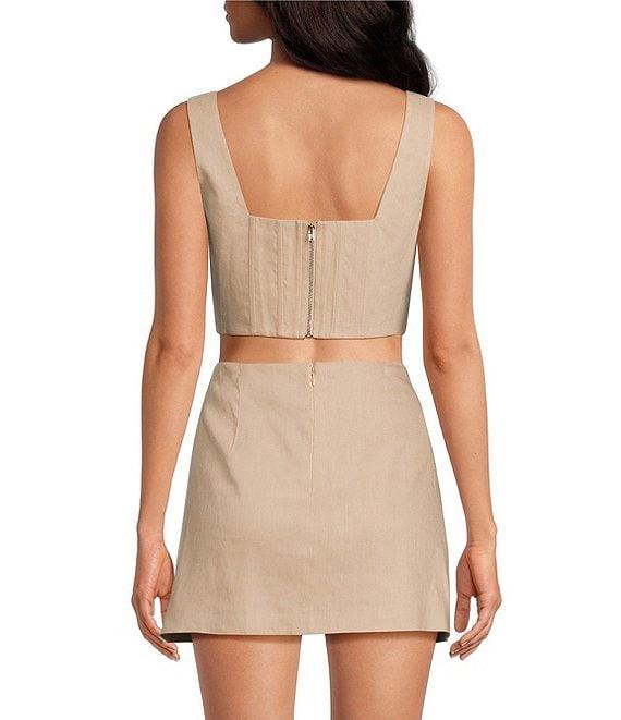 Gianni Bini Michelle Linen Blend Square Neck Sleeveless Coordinating Corset Top Product Image