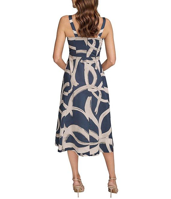 Donna Karan Abstract Print Sweetheart Neck Midi Dress Product Image