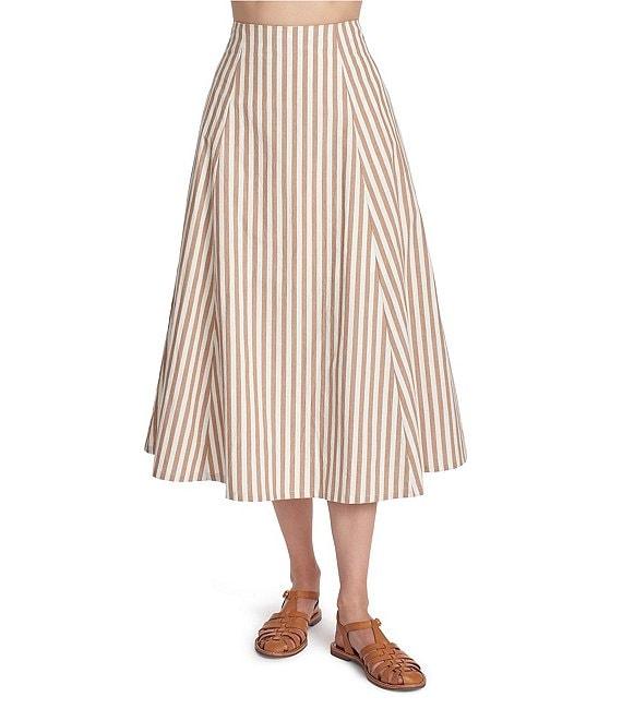 COREY LYNN CALTER Scout Coordinating Woven Stripe Print Full A-Line Midi Skirt Product Image