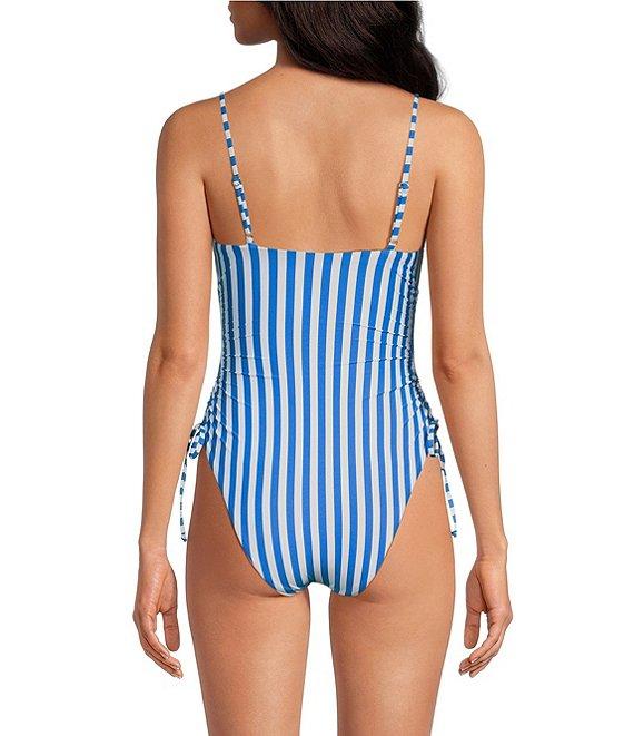 Gianni Bini Amalfi Stripe Ruched Tie Side One Piece Swimsuit Product Image