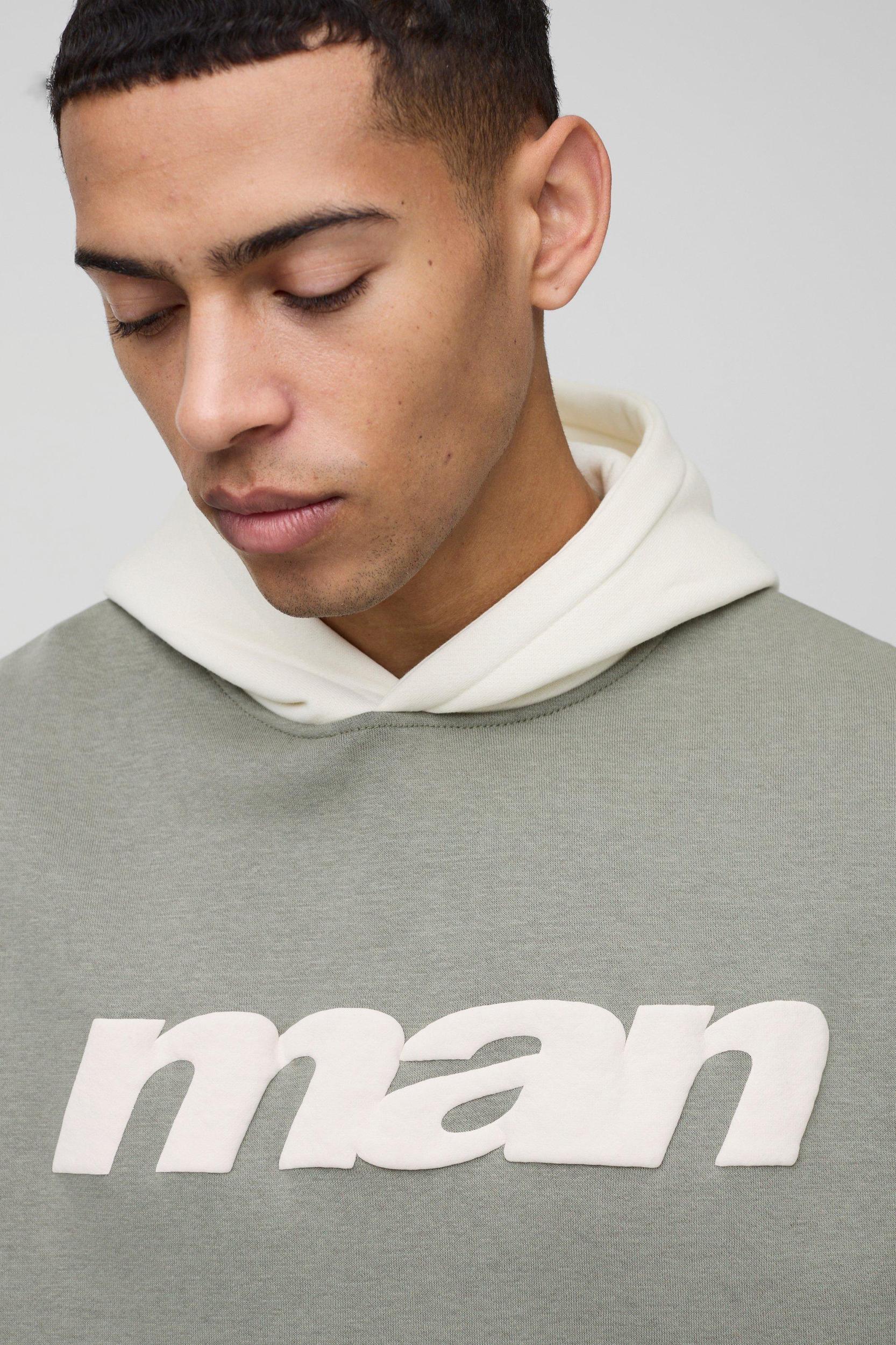 Oversized Boxy Man Colour Block Hoodie | boohooMAN USA Product Image