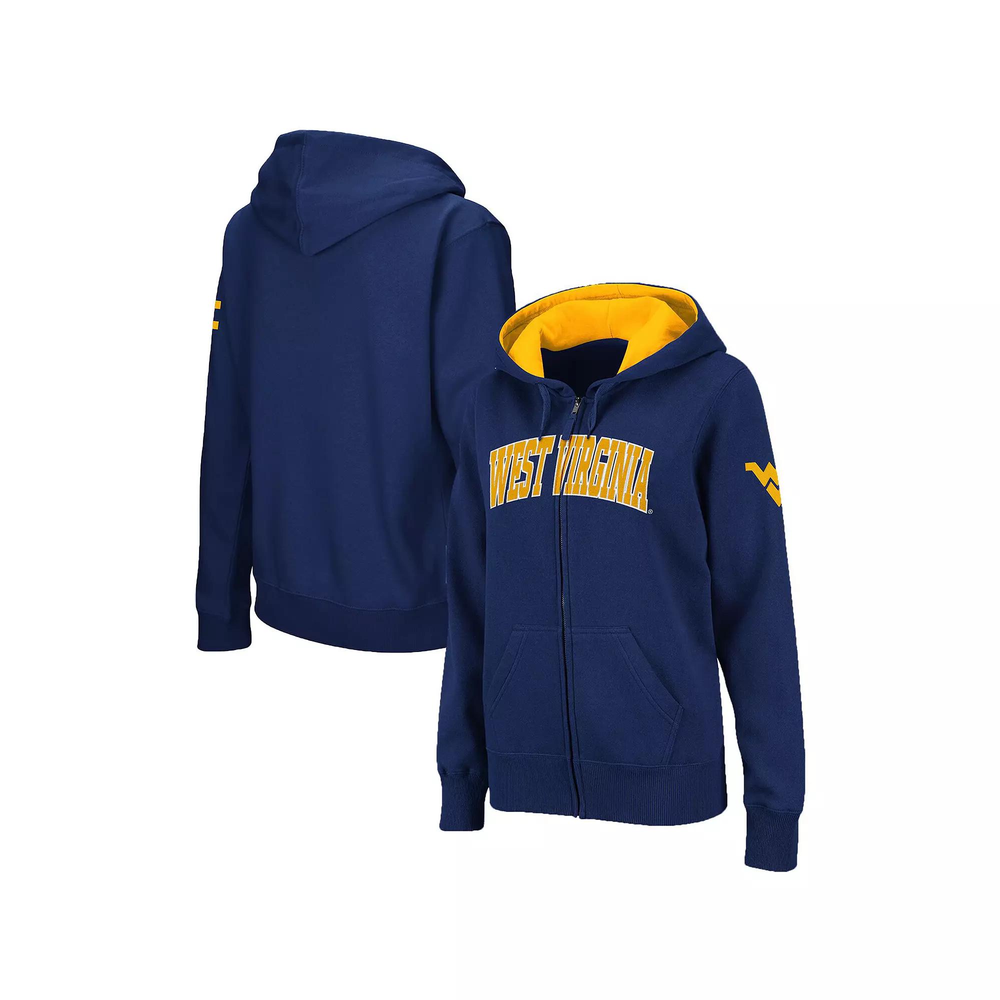 Women's Stadium Athletic Navy West Virginia Mountaineers Arched Name Full-Zip Hoodie,  Product Image