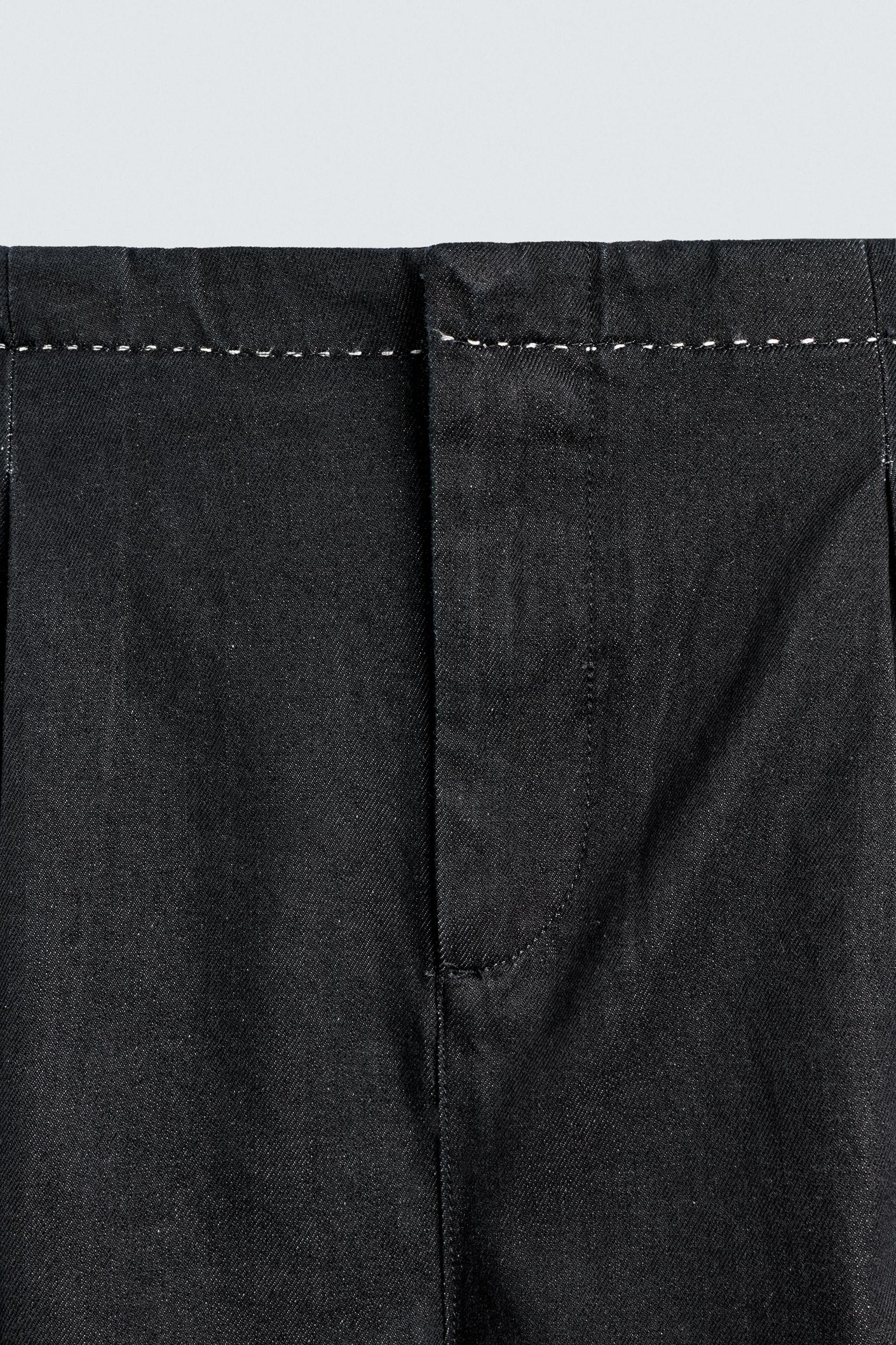 CONTRAST TOPSTITCHING DENIM CHINO PANTS Product Image