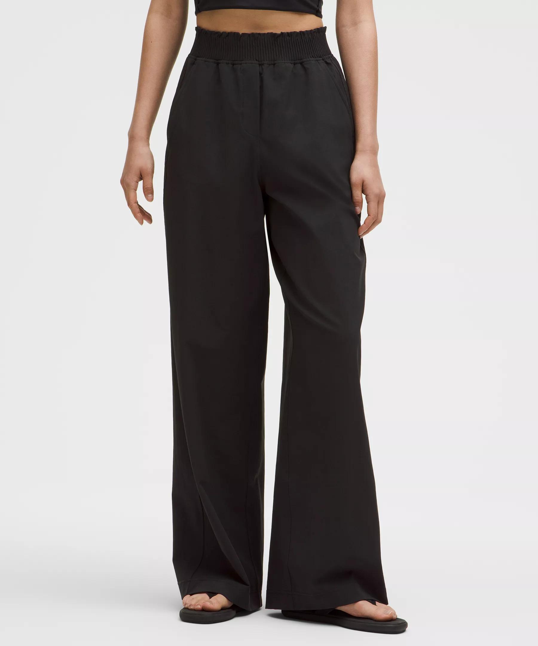 Stretch Woven Ruffle-Waist Wide-Leg Pant Product Image