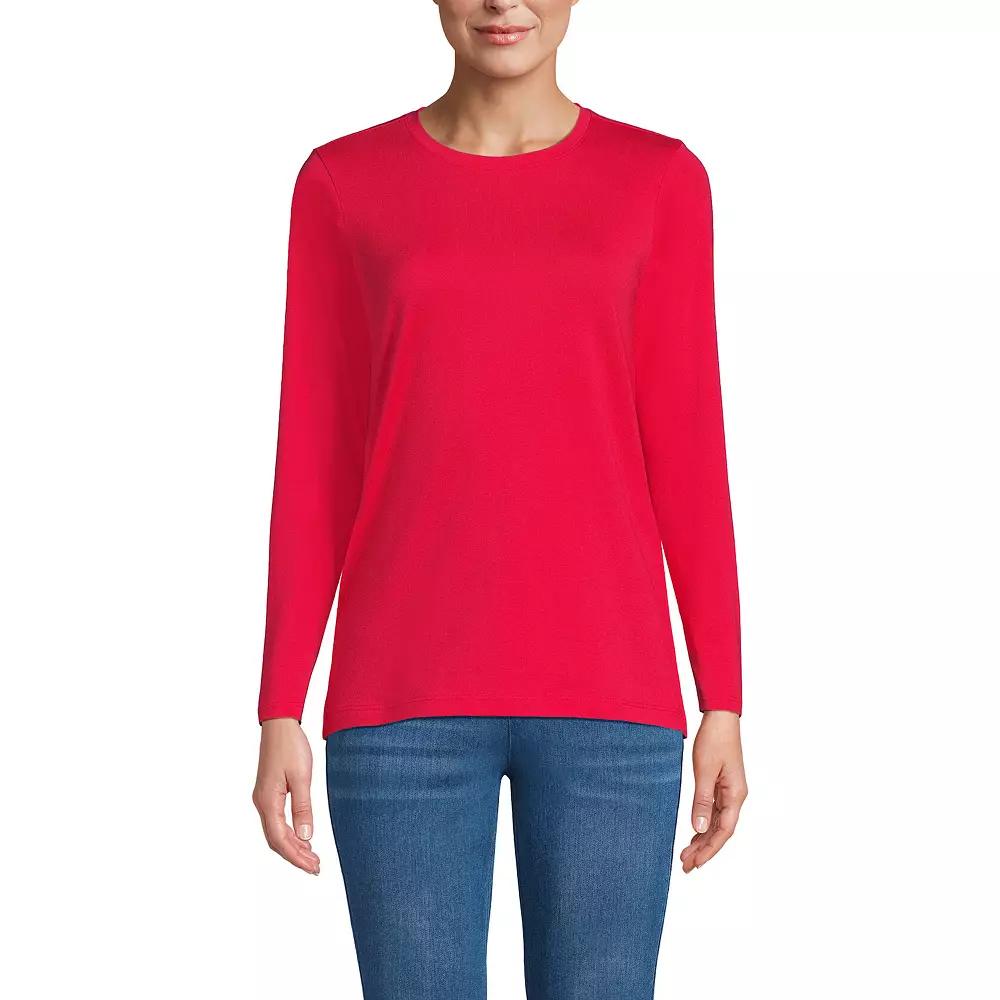 Petite Lands' End Relaxed-Fit Supima Long Sleeve Cotton Crewneck Tee, Women's,  Product Image