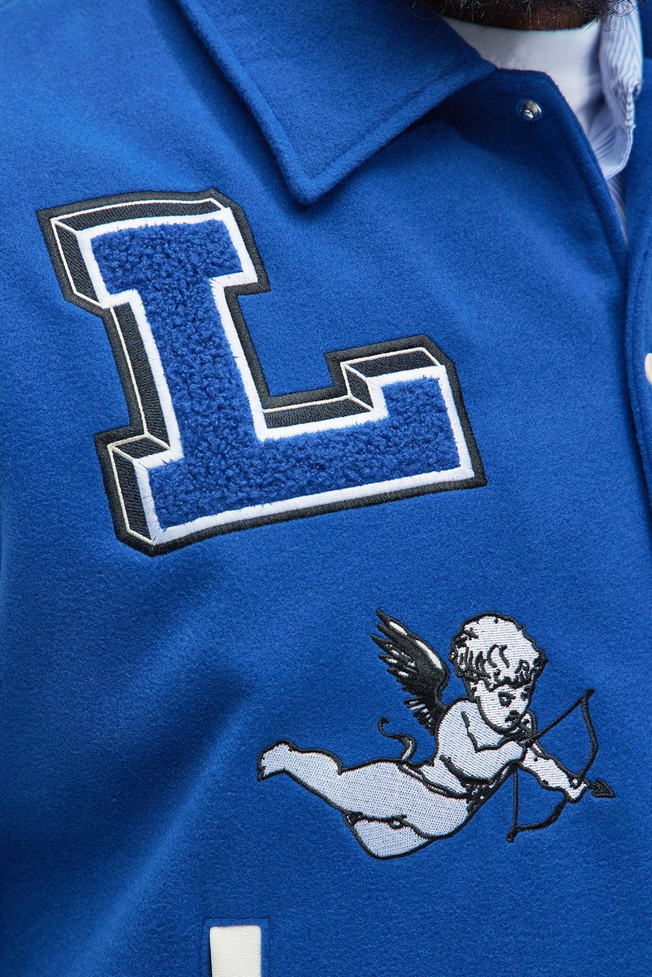 LA Patchwork Varsity Jacket - Royal/combo Product Image