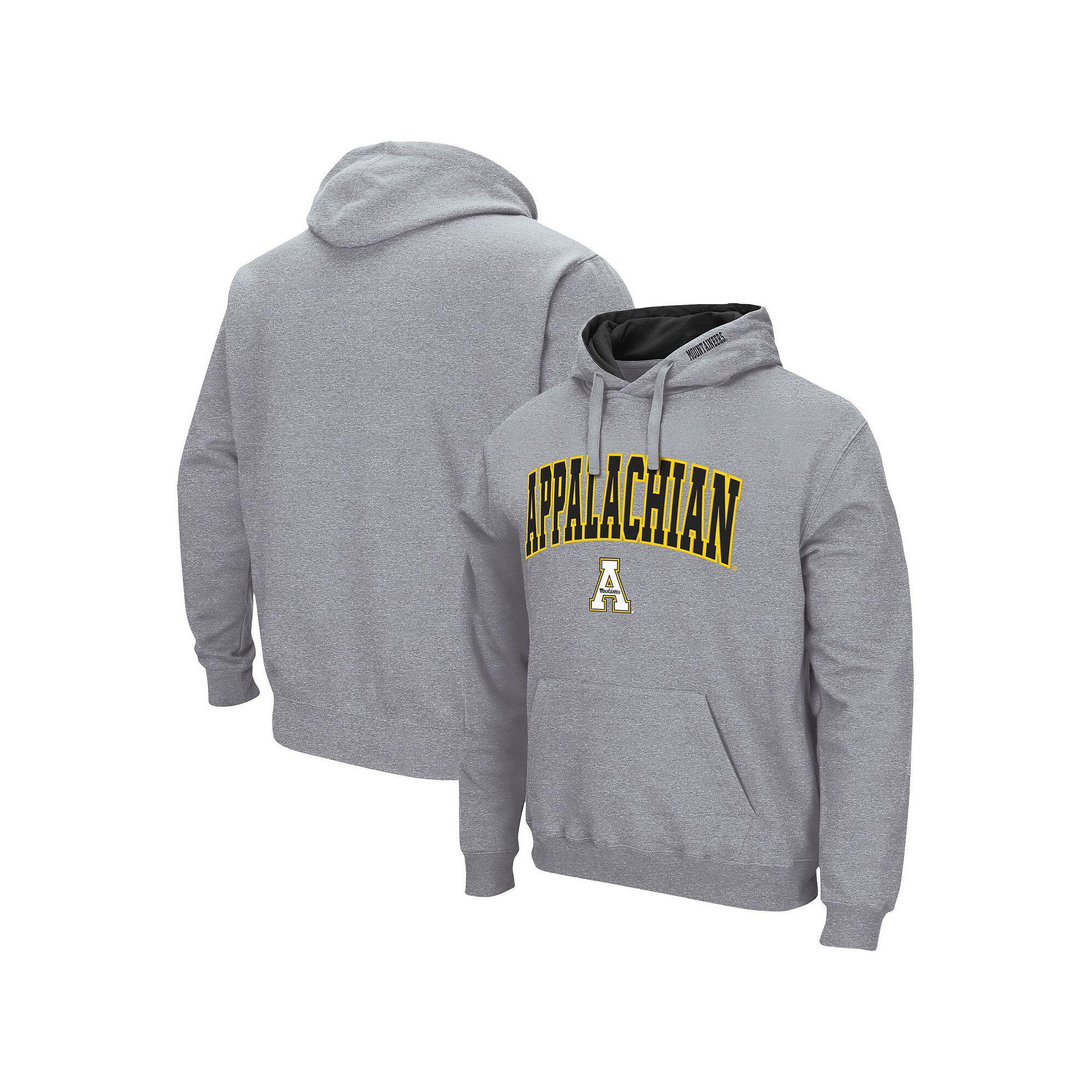 Men's Colosseum Heathered Gray Appalachian State Mountaineers Arch and Logo Pullover Hoodie, Size: Medium, App Grey Product Image