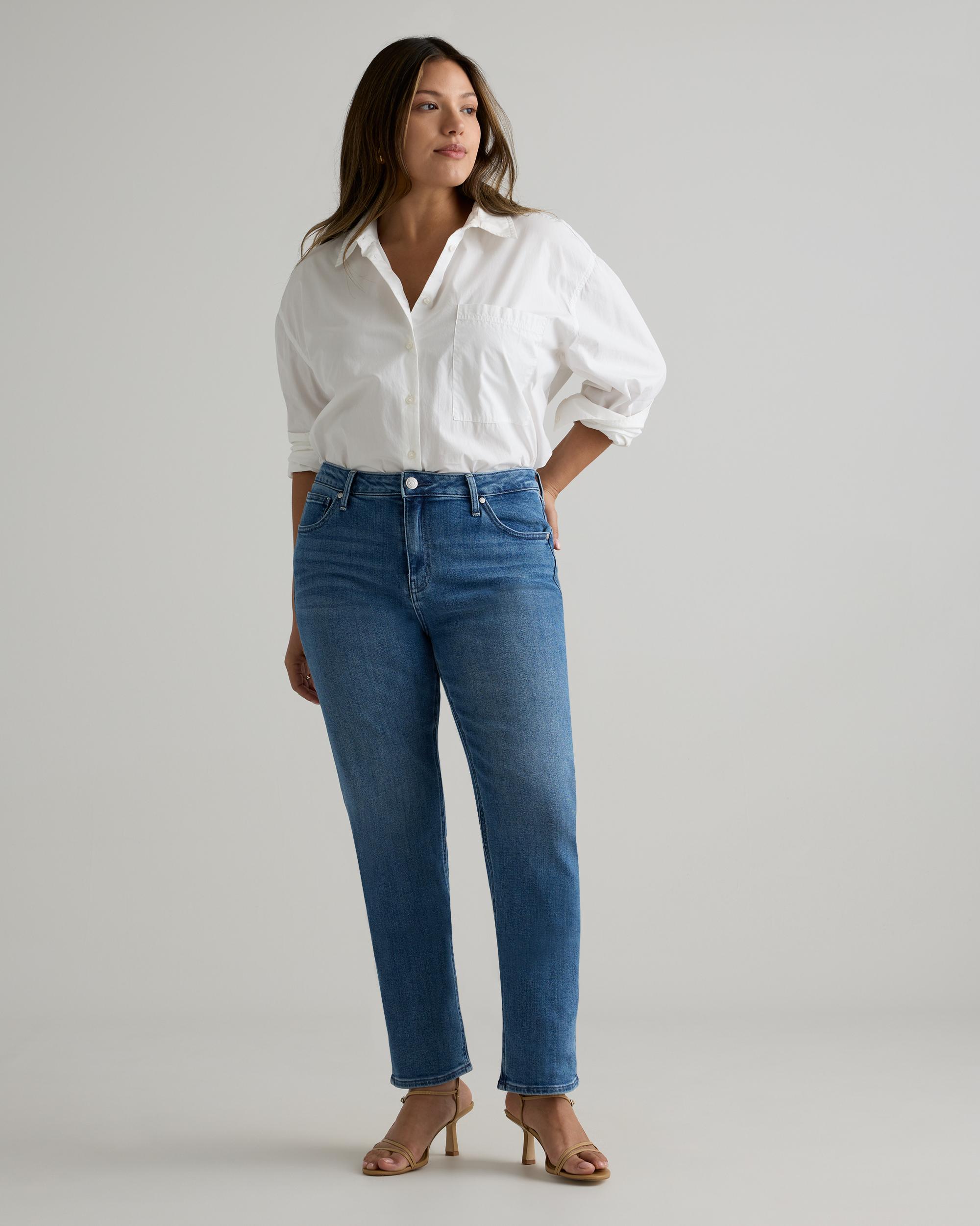 Quince | Women's Luna Stretch Slim Straight Jeans Organic Cotton Product Image