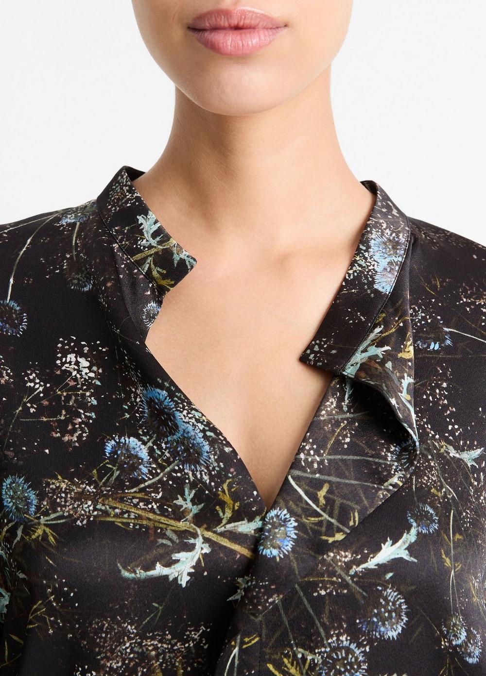 Thistle Silk Draped-Collar Blouse Product Image