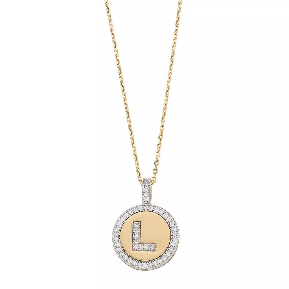 14k Gold Over Silver Cubic Zirconia Initial Pendant Necklace, Women's, Size: 18" Product Image