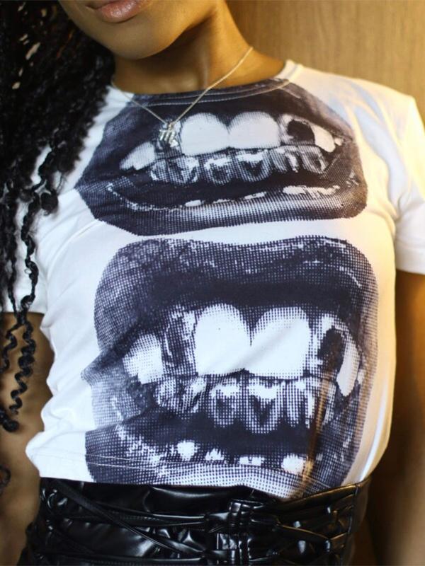 Retro Print Short Sleeve Tee Product Image