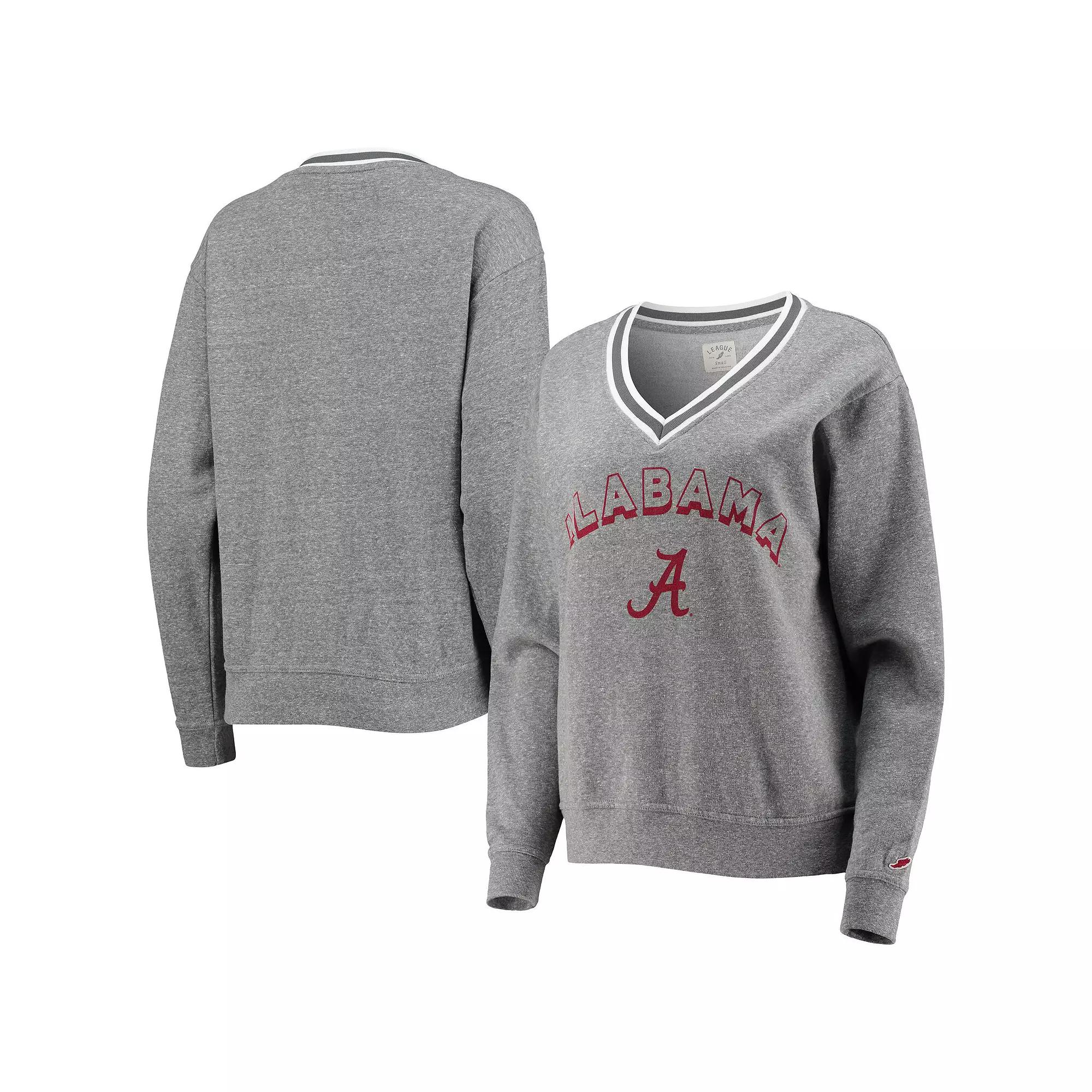 Women's League Collegiate Wear Heathered Gray Alabama Crimson Tide Victory Springs Tri-Blend V-Neck Pullover Sweatshirt, Size: Small, Grey Product Image