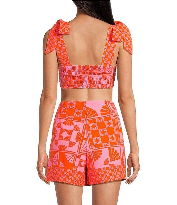 Sugarlips Coordinating Haines Town Printed Square Neck Sleeveless Ruched Tie Straps Top Product Image