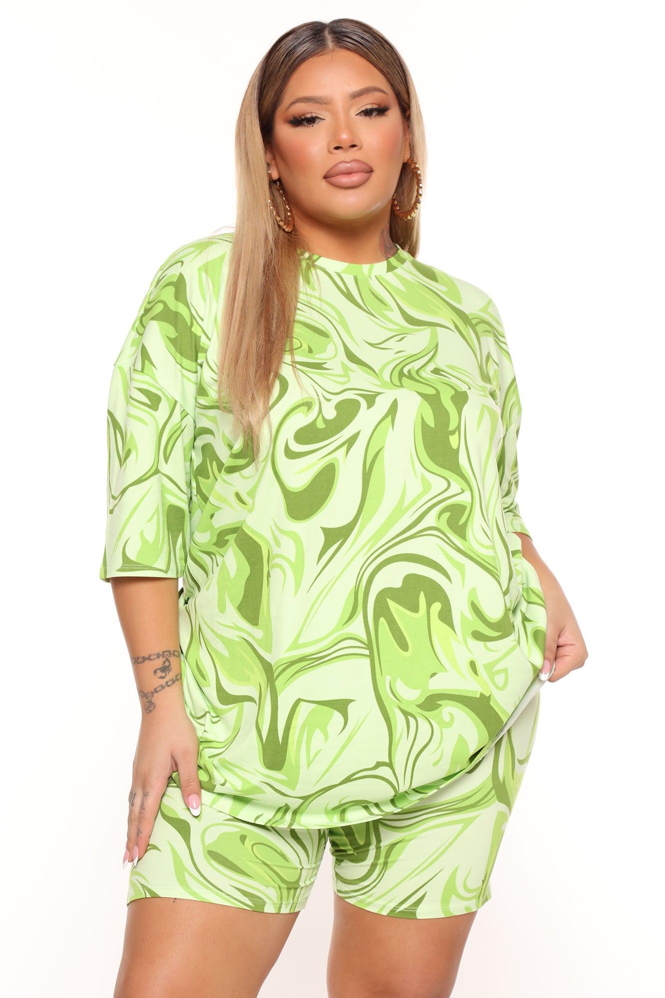 Weekend Vibes Printed Short Set - Green/combo Product Image