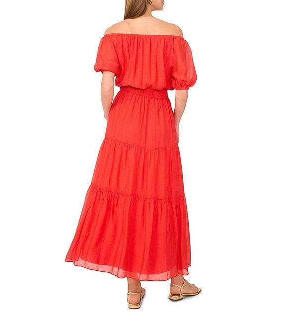 Vince Camuto Off-The Shoulder Short Sleeve Tiered Maxi Dress Product Image