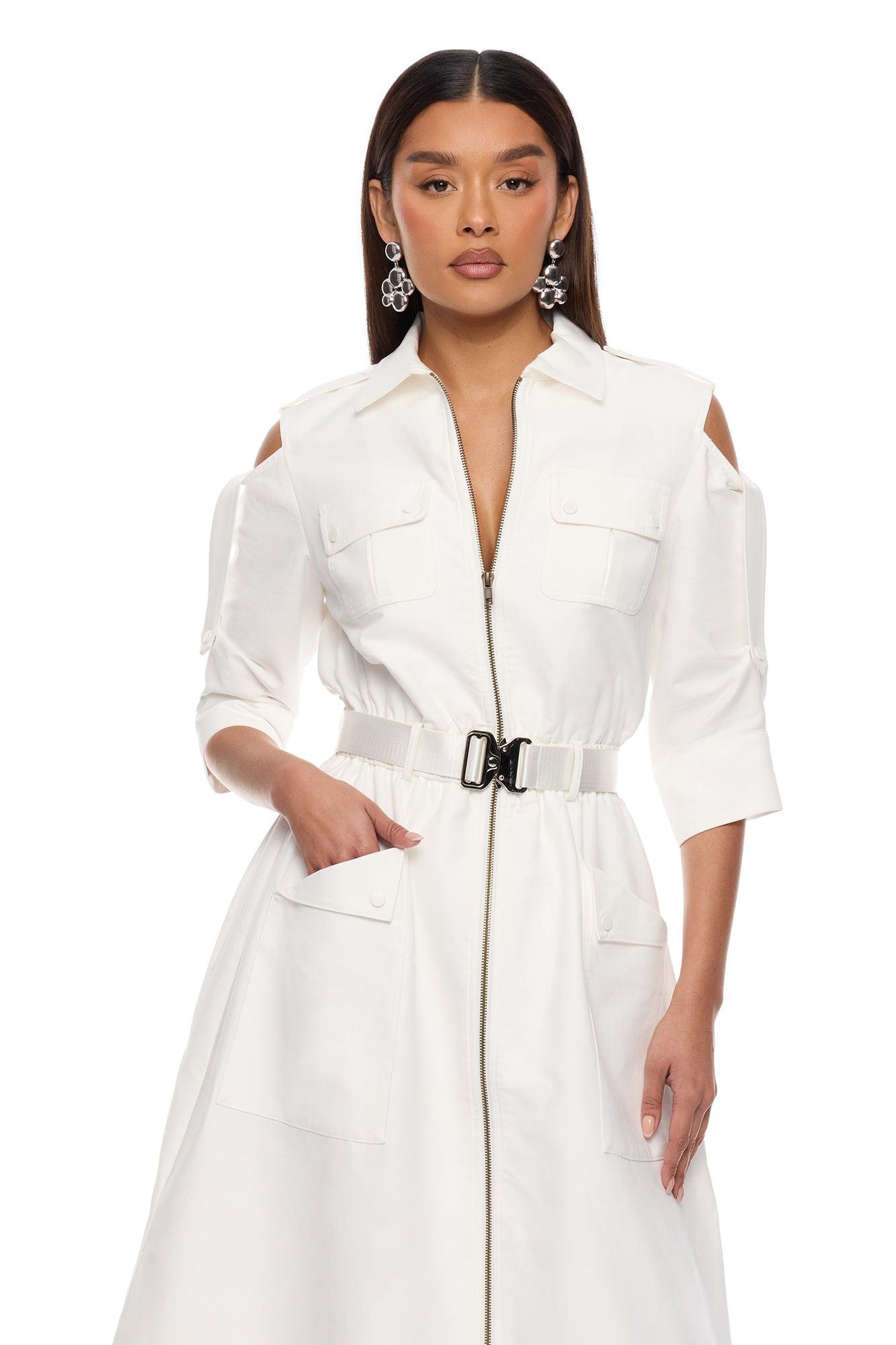 Morgan Cargo Maxi Dress - White Female Product Image