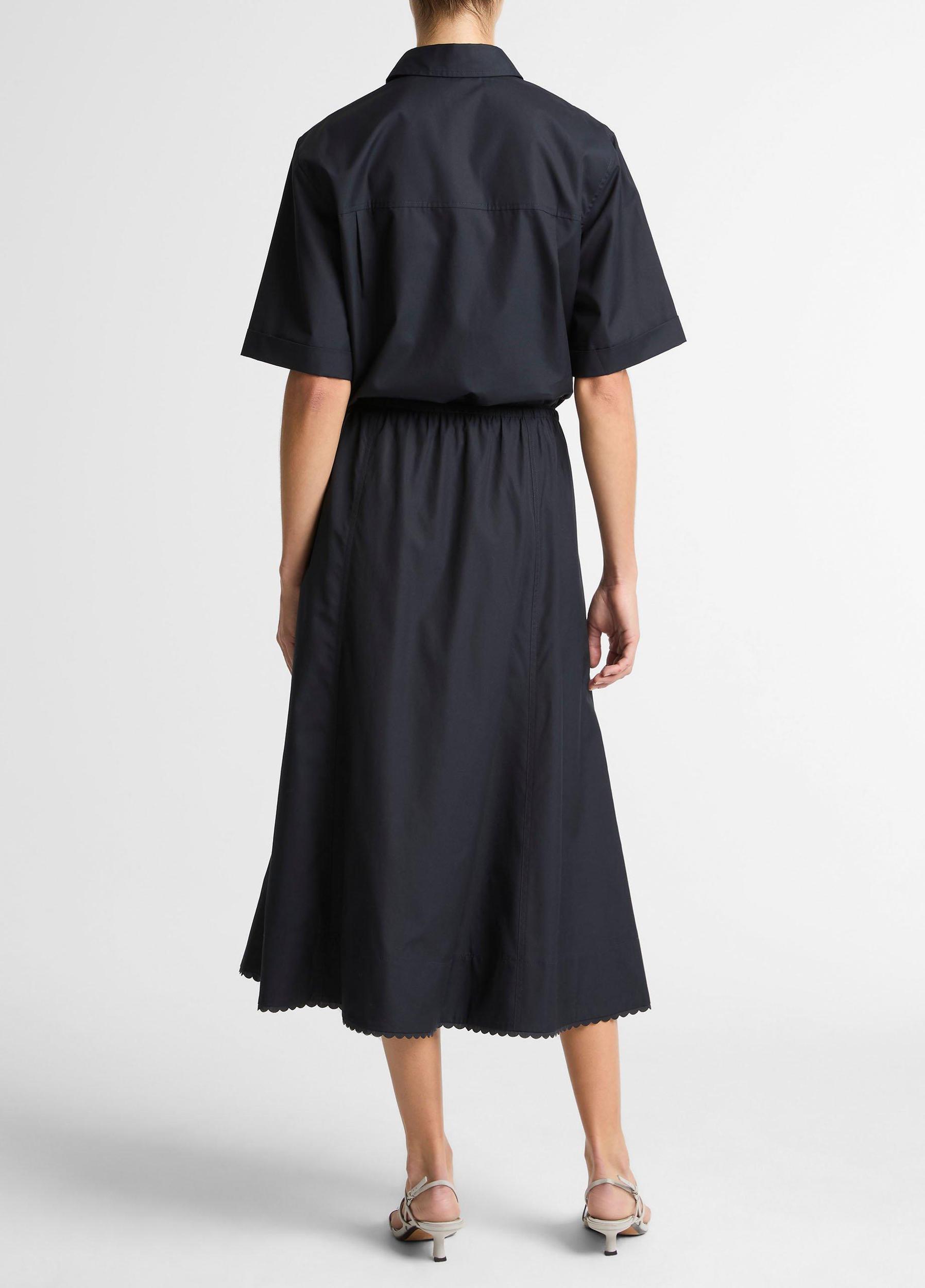 Scallop-Detail Cotton Midi Skirt Product Image