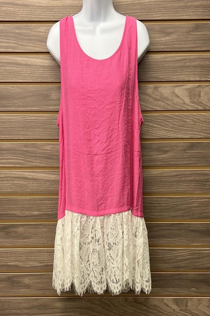 Tank Top With Lace Contrast Product Image