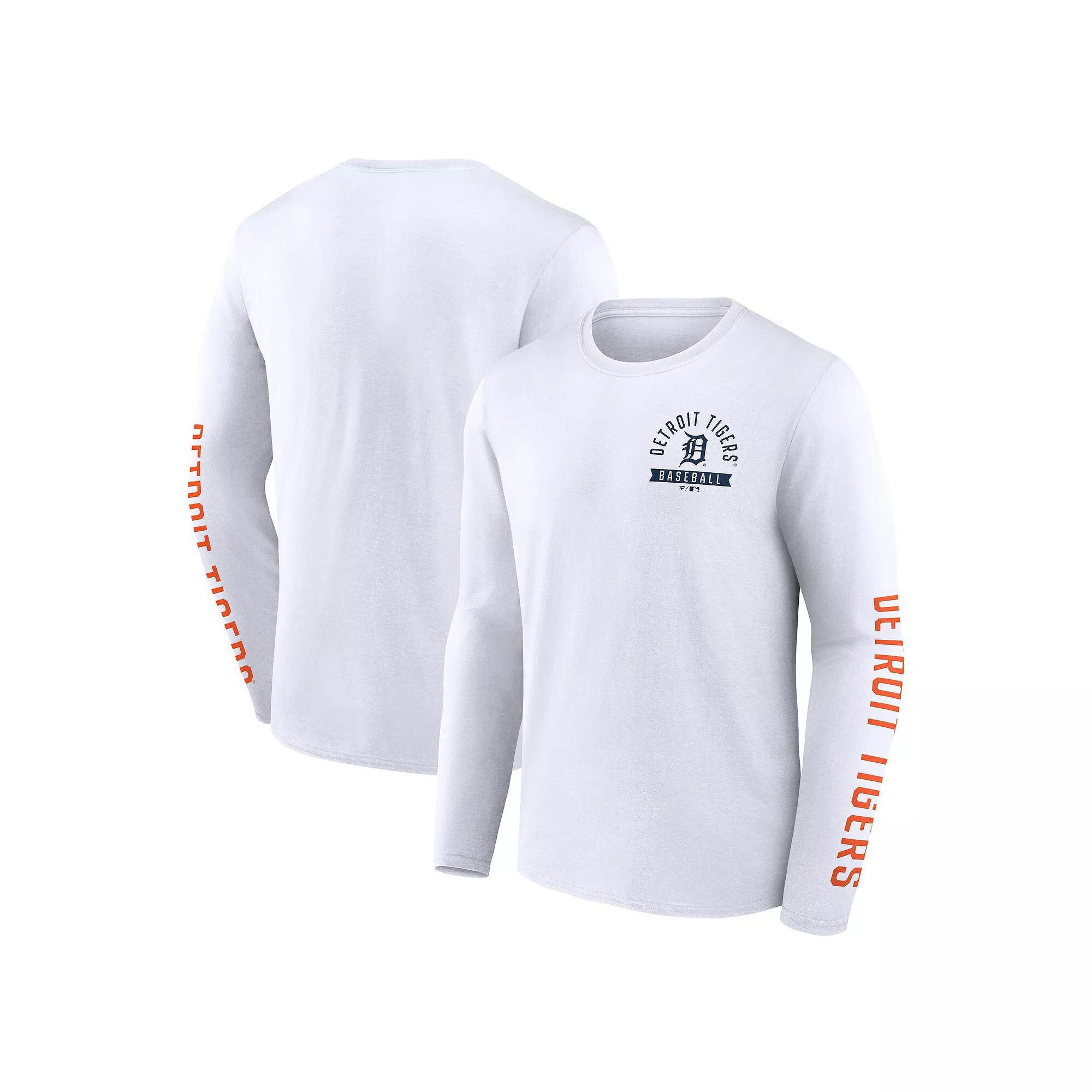 Men's Fanatics  White Detroit Tigers Press Box Long Sleeve T-Shirt, Size: 5XL Product Image
