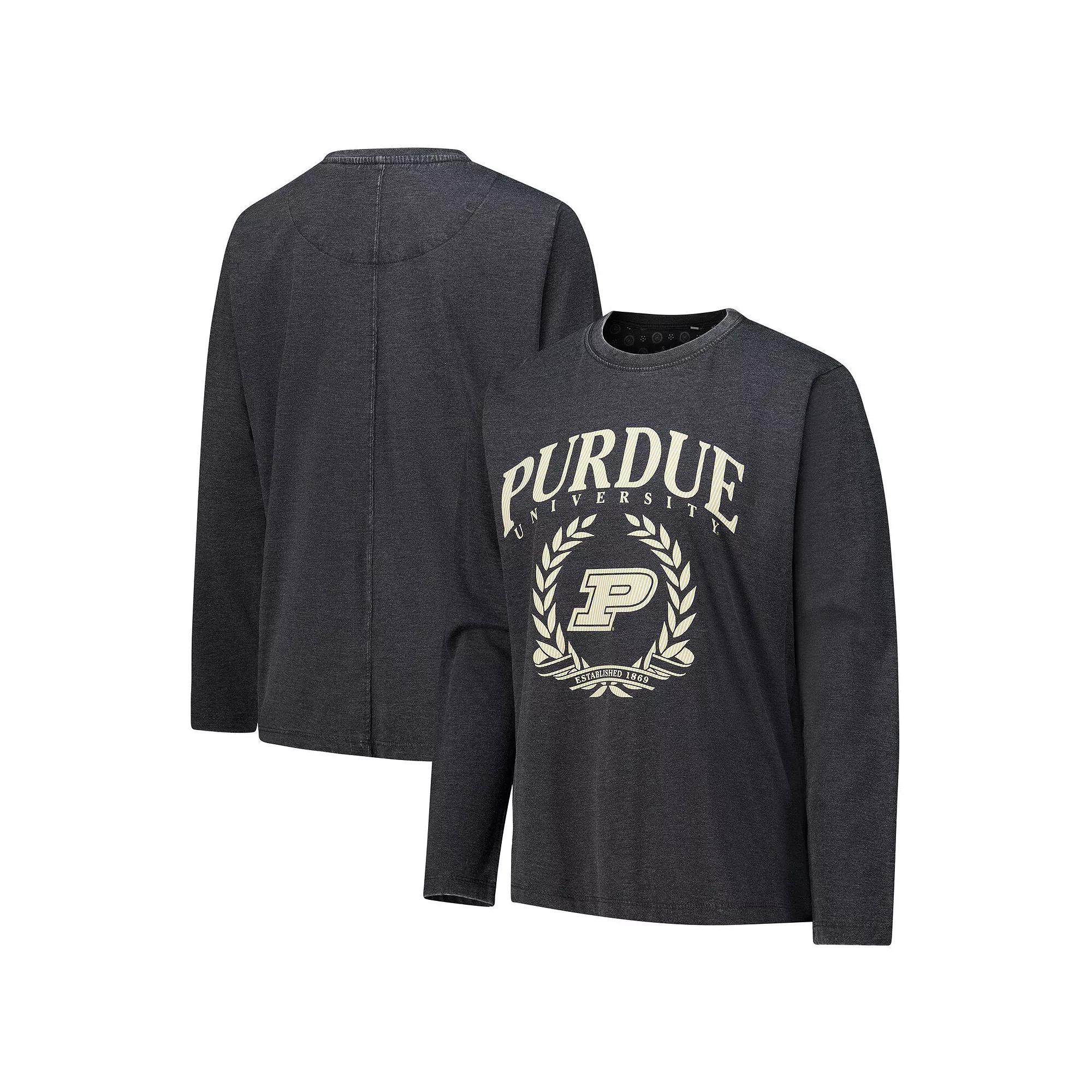 Women's Pressbox Black Purdue Boilermakers Chandler Olive Leaf Arch Long Sleeve T-Shirt,  Product Image
