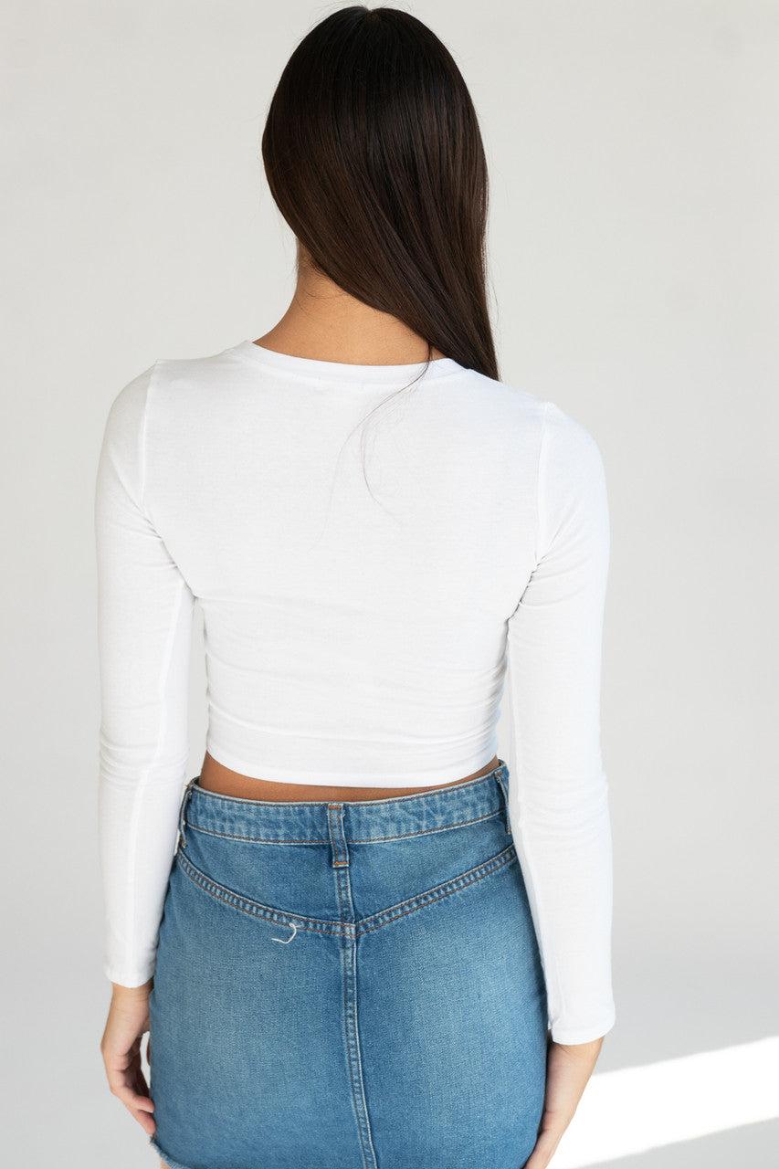 Long Sleeve Crew Neck Crop Top Product Image